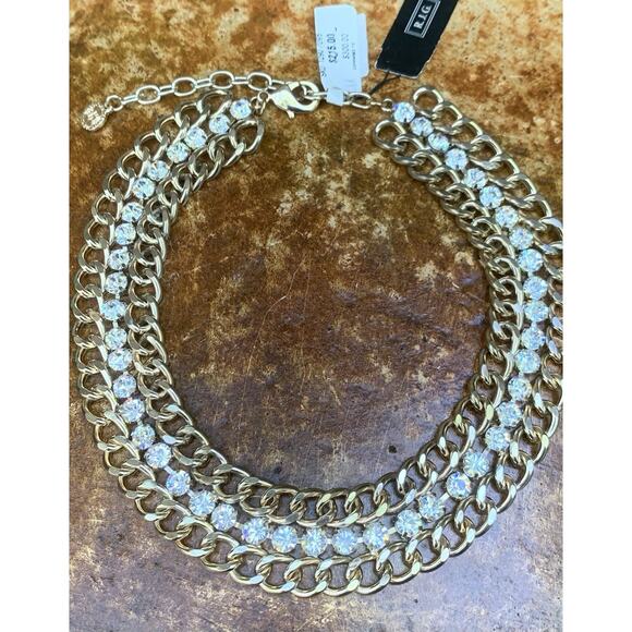 RJ Graziano Necklace Womens Gold Chain with Crystals Statement Piece - Picture 9 of 12